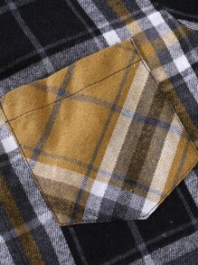 Manfinity Men Plaid Print Colourblock Drop Shoulder Shirt Without Tee - Multicolor - View 6