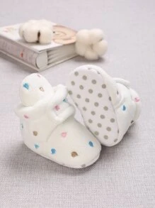 Bebé Botas con bordado de corazón de peluche - Blanco - Ver 2