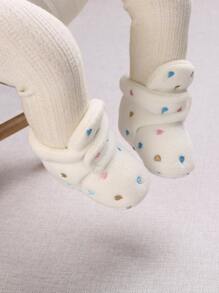 Bebé Botas con bordado de corazón de peluche - Blanco - Ver 4