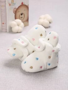 Bebé Botas con bordado de corazón de peluche - Blanco - Ver 5