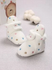 Bebé Botas con bordado de corazón de peluche - Blanco - Ver 7