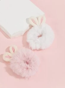 2pcs Rabbit Ear Hair Ties, Random Color For Ears - Multicolor - View 2