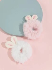 2pcs Rabbit Ear Hair Ties, Random Color For Ears - Multicolor - View 3