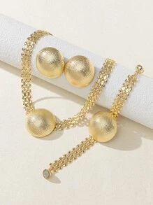 4入組圓形裝飾首飾套裝 - 金黃色 - 查看 2