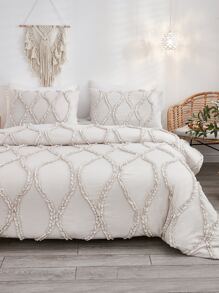 Frill Detail Duvet Cover Set Without Filler - Beige - View 4