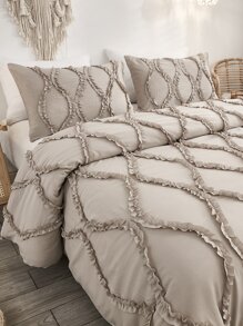 Frill Detail Duvet Cover Set Without Filler - Camel - View 2