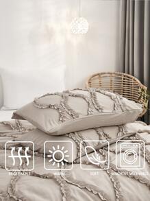 Frill Detail Duvet Cover Set Without Filler - Camel - View 4