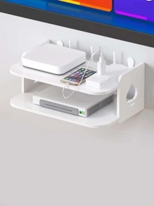 1pc Punch-free Router Shelf - White - View 1