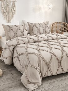 Frill Detail Duvet Cover Set Without Filler - Camel - View 7