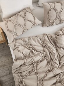 Frill Detail Duvet Cover Set Without Filler - Camel - View 8