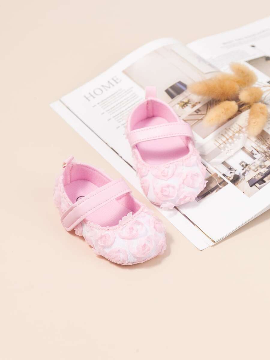 Infant Flower Decor Mary Jane Flats - Baby Pink - View 1