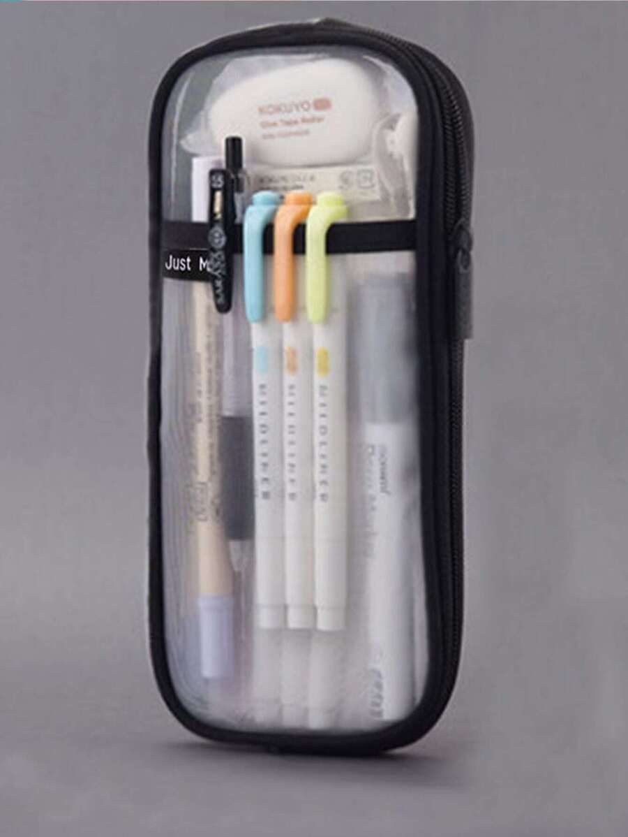 1pc Mesh Pencil Case - Black - View 1