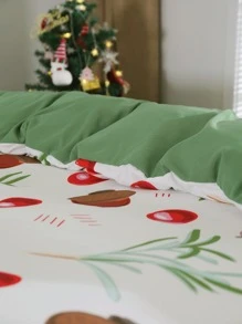 Christmas Pinecone & Leaf Pattern Duvet Cover Set Without Filler - Multicolor - View 2