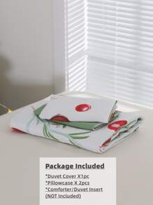 Christmas Pinecone & Leaf Pattern Duvet Cover Set Without Filler - Multicolor - View 3