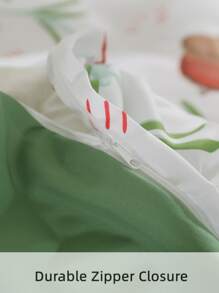 Christmas Pinecone & Leaf Pattern Duvet Cover Set Without Filler - Multicolor - View 4