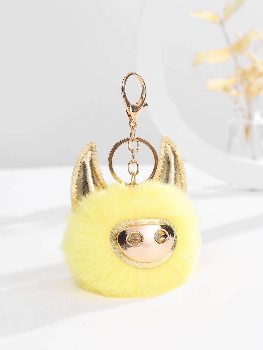 Cartoon Pig Charm Keychain - Multicolor - View 1