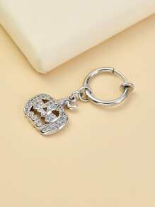 Anillo de vientre Halloween con diamante de imitación con diseño de calabaza - Plateado - Ver 3