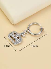 Anillo de vientre Halloween con diamante de imitación con diseño de calabaza - Plateado - Ver 4