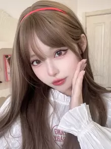 alicegarden 1 件合成耐热长直假发，亚麻棕色，24 英寸长，全机器编织日常自然逼真假发圣诞节 Y2k