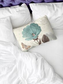 1pc Butterfly & Floral Pattern Cushion Cover Without Filler,Throw Pillow Case For Sofa Bedroom - Multicolor - View 4