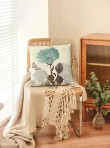 1pc Butterfly & Floral Pattern Cushion Cover Without Filler,Throw Pillow Case For Sofa Bedroom - Multicolor - View 5