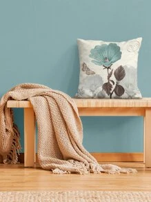 1pc Butterfly & Floral Pattern Cushion Cover Without Filler,Throw Pillow Case For Sofa Bedroom - Multicolor - View 6