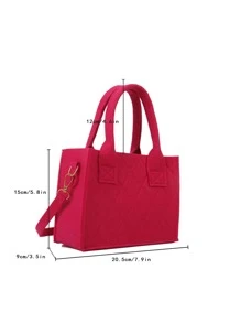 New Arrival Felt Square Handbag For Shoulder & Crossbody - Hot Pink - View 7