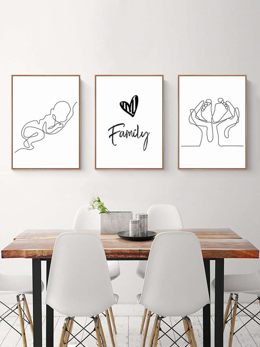 3入組愛心和字母圖案無框畫 - 彩色 - 查看 1