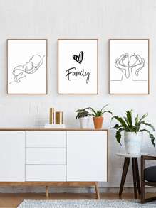 3入組愛心和字母圖案無框畫 - 彩色 - 查看 2