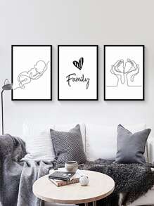 3入組愛心和字母圖案無框畫 - 彩色 - 查看 3