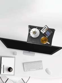 1pc TV Screen Top Storage Shelf Adjustable Monitor Storage Rack Computer Desktop Display Stand TV Router Storage Rack Home Organizer - Black - View 3