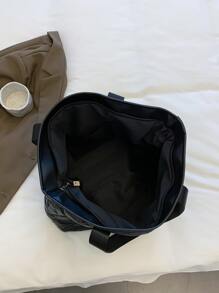 Bolso tote de hombro guateado - Negro - Ver 4