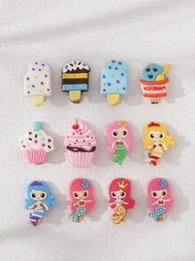 12pcs Toddler Girls Popsicle & Mermaid Decor Hair Clip - Multicolor - View 1