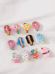 12pcs Toddler Girls Popsicle & Mermaid Decor Hair Clip - Multicolor - View 3