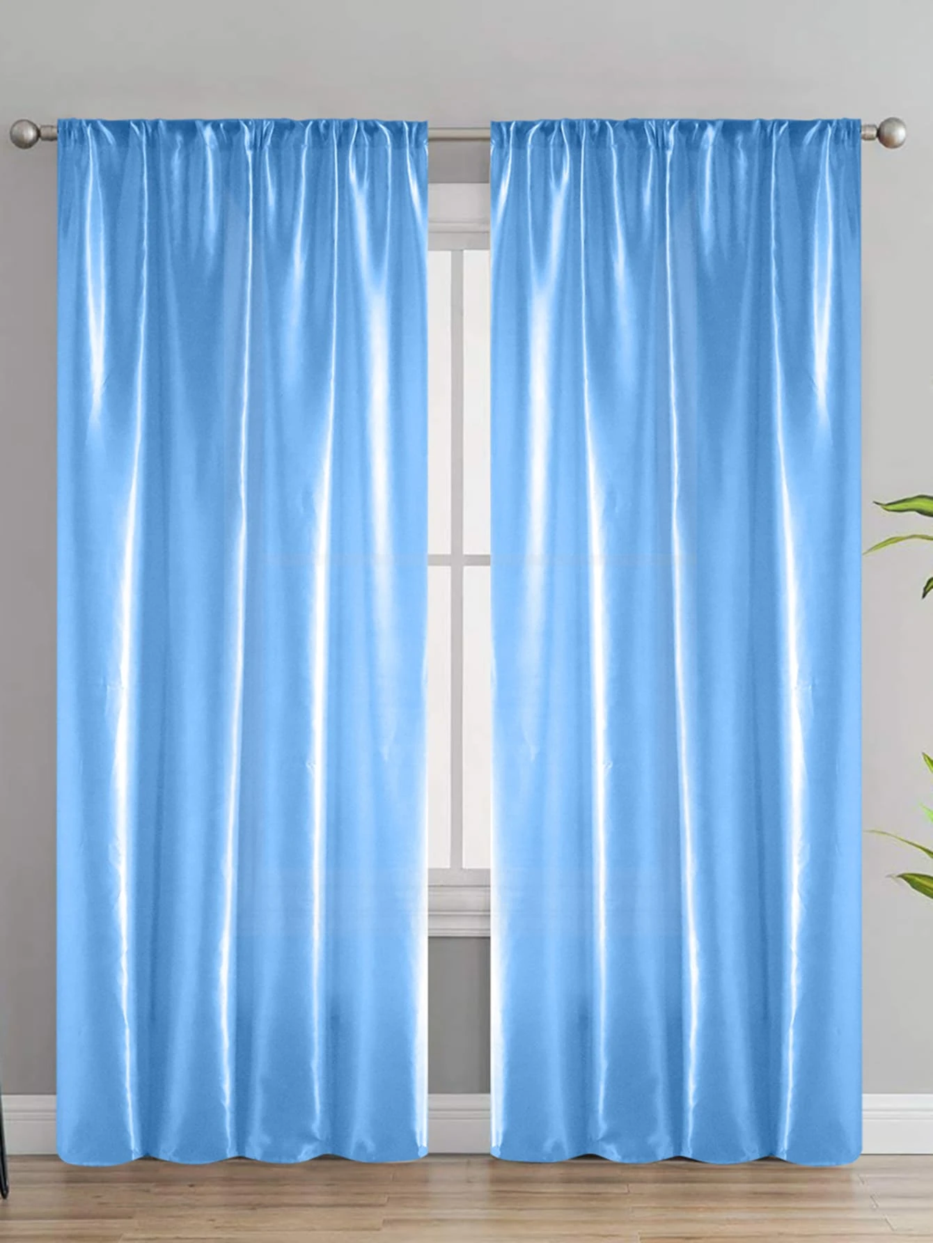 Solid Single Panel Curtain - Blue - View 1
