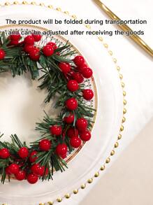 1pc Simulated Holly Pine Circle - Chinese New Year Decoration. New Year Gifts And Party Supplies. Wedding Scene Desktop Decoration Flower Wall Decoration Hanging Items - Multicolor - View 7