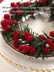 1pc Simulated Holly Pine Circle - Chinese New Year Decoration. New Year Gifts And Party Supplies. Wedding Scene Desktop Decoration Flower Wall Decoration Hanging Items - Multicolor - View 5