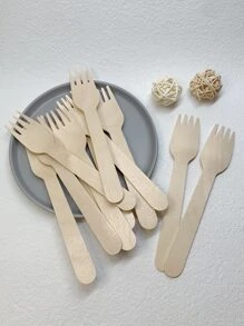 10pcs Wooden Disposable Fork - Apricot - View 1
