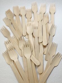 10pcs Wooden Disposable Fork - Apricot - View 2