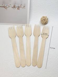 10pcs Wooden Disposable Fork - Apricot - View 6