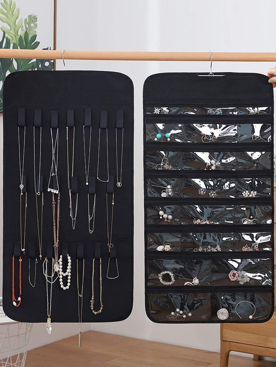 1 pieza Bolsa de almacenamiento de joya unicolor colgante - Negro - Ver 1