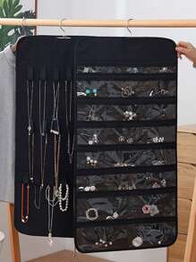 1 pieza Bolsa de almacenamiento de joya unicolor colgante - Negro - Ver 2