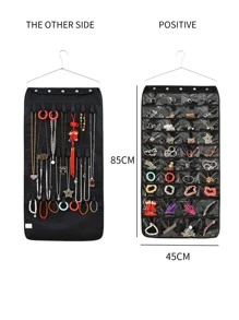 1 pieza Bolsa de almacenamiento de joya unicolor colgante - Negro - Ver 3