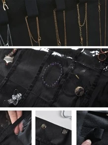 1 pieza Bolsa de almacenamiento de joya unicolor colgante - Negro - Ver 5