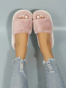 Minimalist Fluffy Bedroom Slippers - Baby Pink - View 1