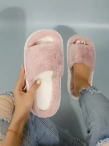 Minimalist Fluffy Bedroom Slippers - Baby Pink - View 2