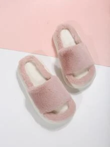 Minimalist Fluffy Bedroom Slippers - Baby Pink - View 3