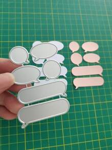 1 pieza Troquel artesanal de plantilla grabada DIY hierro caja de diálogo - Plateado - Ver 5