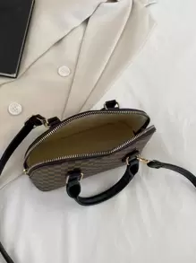 幾何樣式雙把手貝殼包 - 彩色 - 查看 5