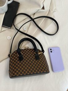 幾何樣式雙把手貝殼包 - 彩色 - 查看 4